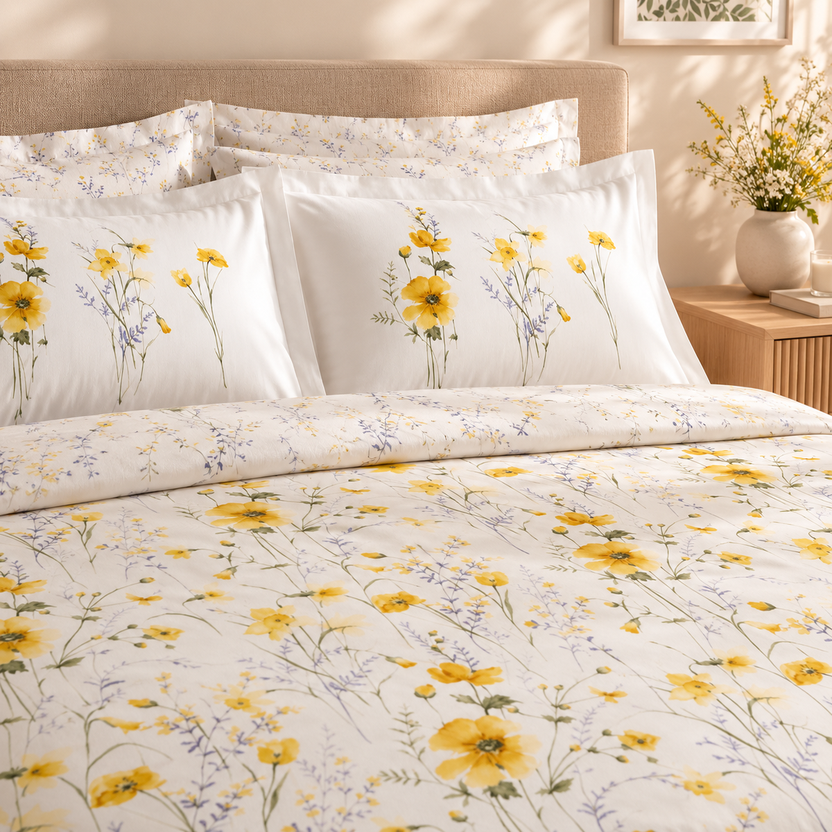 Karaca Home Rosella 100% Cotton Single Duvet Cover Set 160 × 220 cm – Yellow, 8680214416099