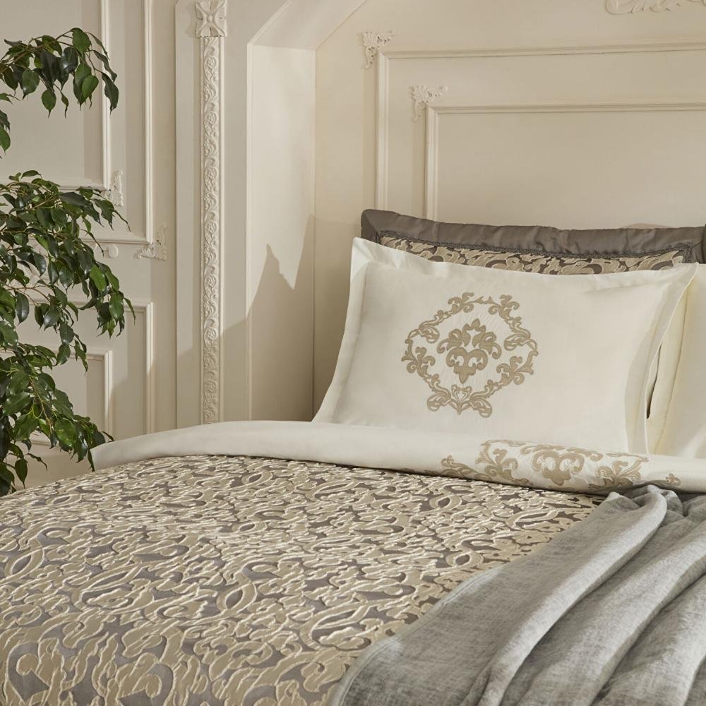 Karaca Home Grace 8-Piece Double Bridal Set - Elegant Anthracite Luxury Bedding, 8680214416822