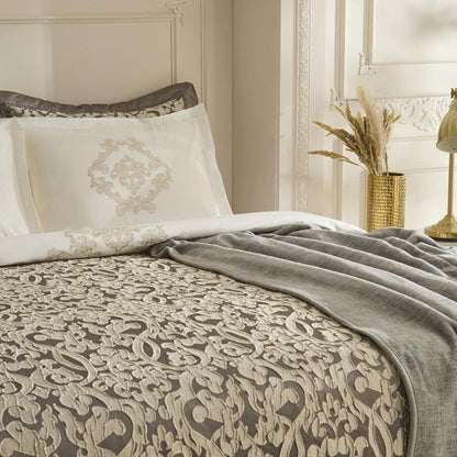 Karaca Home Grace 8-Piece Double Bridal Set - Elegant Anthracite Luxury Bedding, 8680214416822