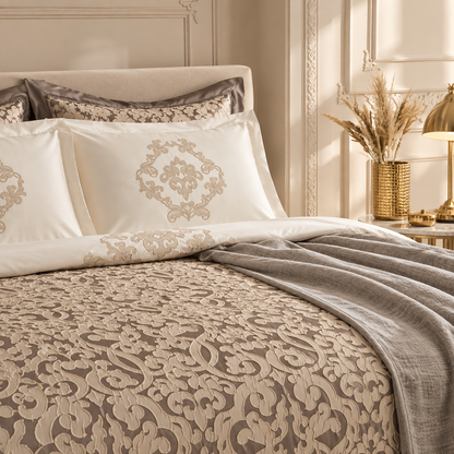 Karaca Home Grace Anthracite 8-Piece Double Bridal Set, 8680214416822