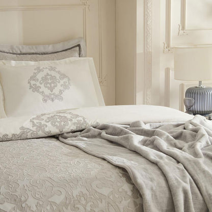 Karaca Home Grace 8-Piece Double Bridal Set - Elegant Light Grey Luxury Bedding, 8680214416839