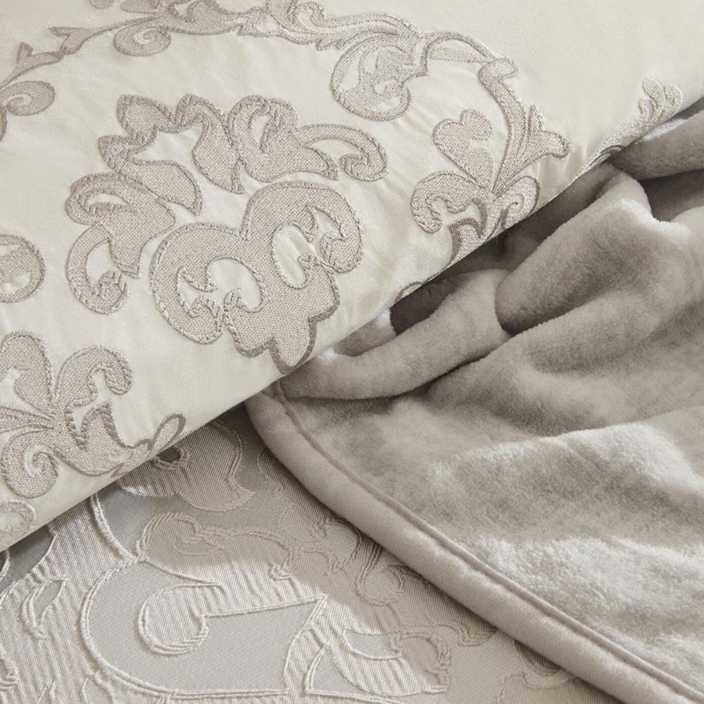 Karaca Home Grace 8-Piece Double Bridal Set - Elegant Light Grey Luxury Bedding, 8680214416839