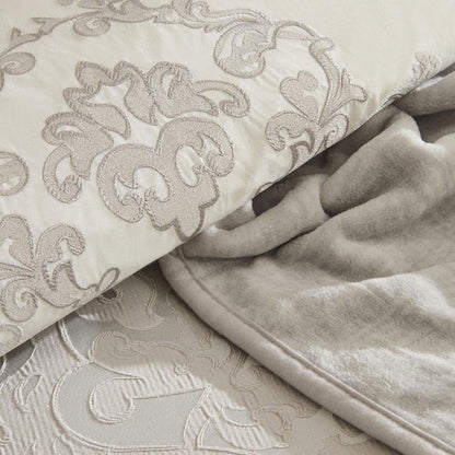 Karaca Home Grace 8-Piece Double Bridal Set - Elegant Light Grey Luxury Bedding, 8680214416839