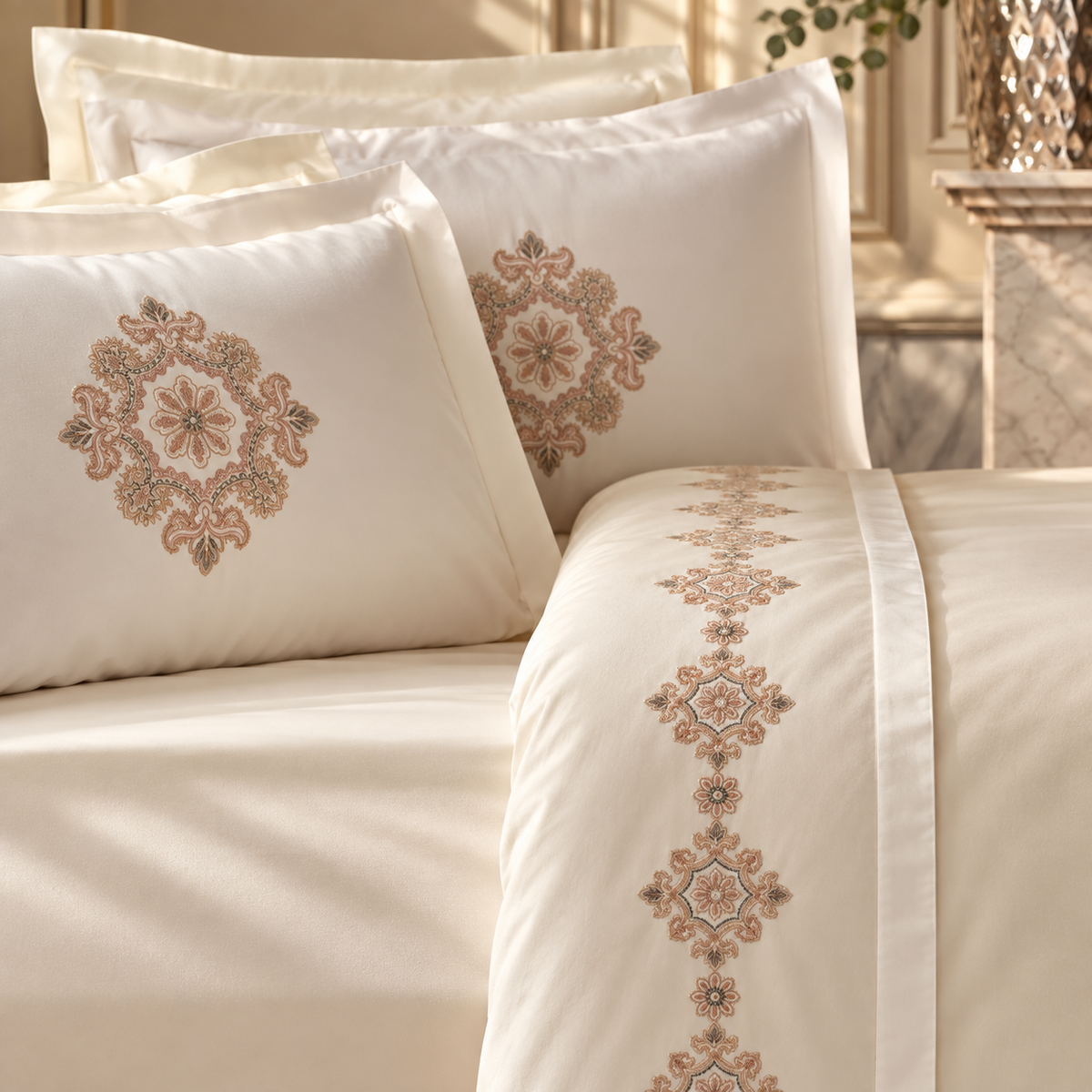 Karaca Home Kelsey Embroidered 100% Cotton Double Duvet Cover Set 200 x 220 cm, 8680214416938