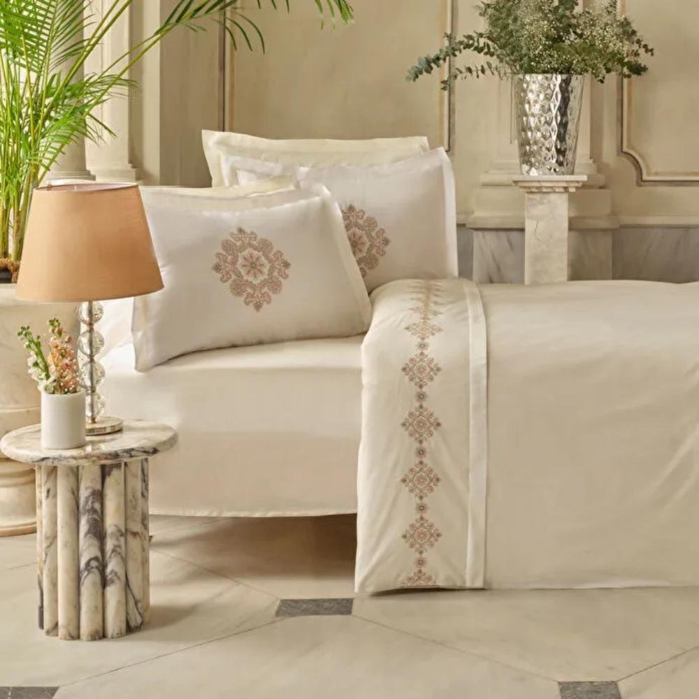 Karaca Home Kelsey Embroidered 100% Cotton Double Duvet Cover Set 200 x 220 cm, 8680214416938