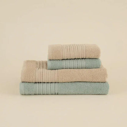 Karaca Home Line Soft 100% Cotton 4-Piece Turkish Bath Set ? Green/Beige, 8680214417300