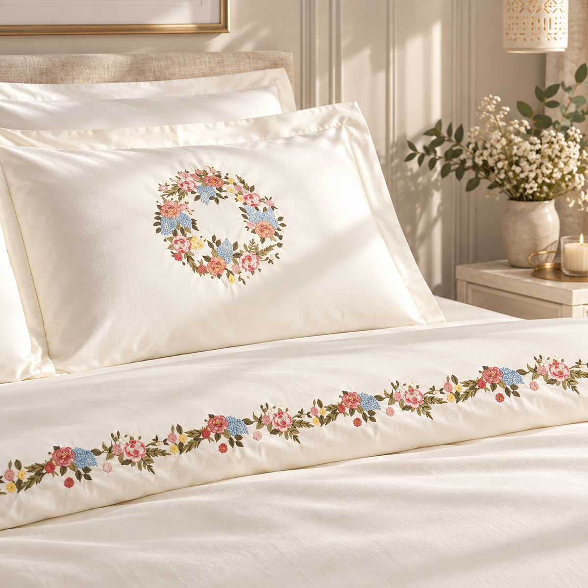 Karaca Home Veneto 100% Cotton Embroidered Double Duvet Cover Set 200 x 220 cm, 8680214417423