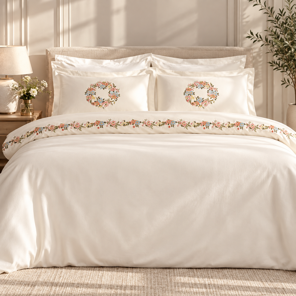 Karaca Home Veneto 100% Cotton Embroidered Double Duvet Cover Set 200 x 220 cm, 8680214417423