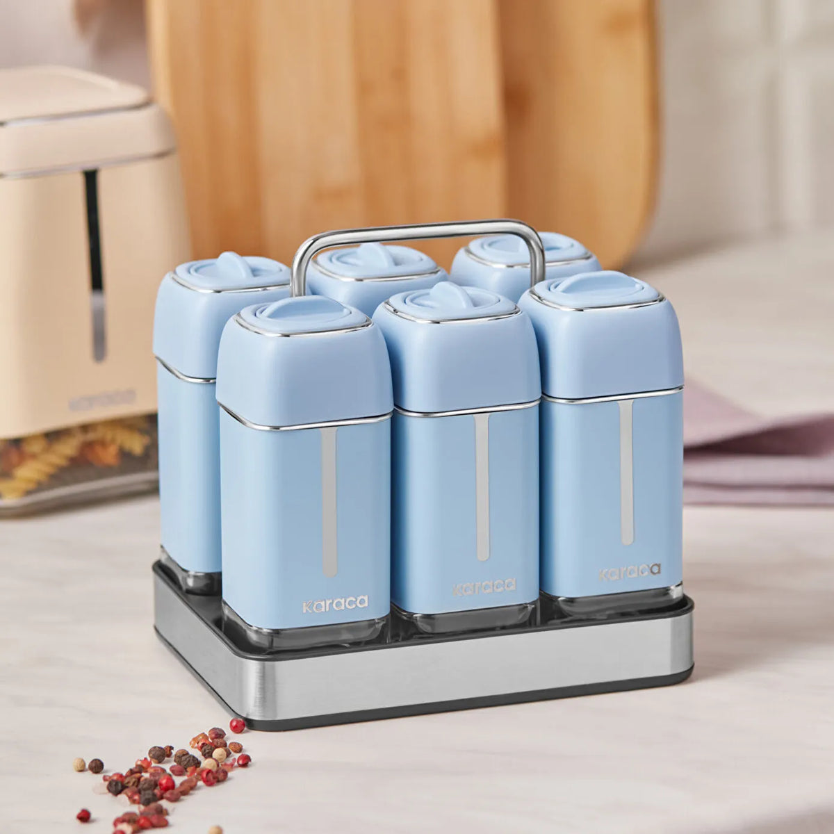 Karaca Horizon 7-Piece Square Glass Spice Set, 153.03.06.8363