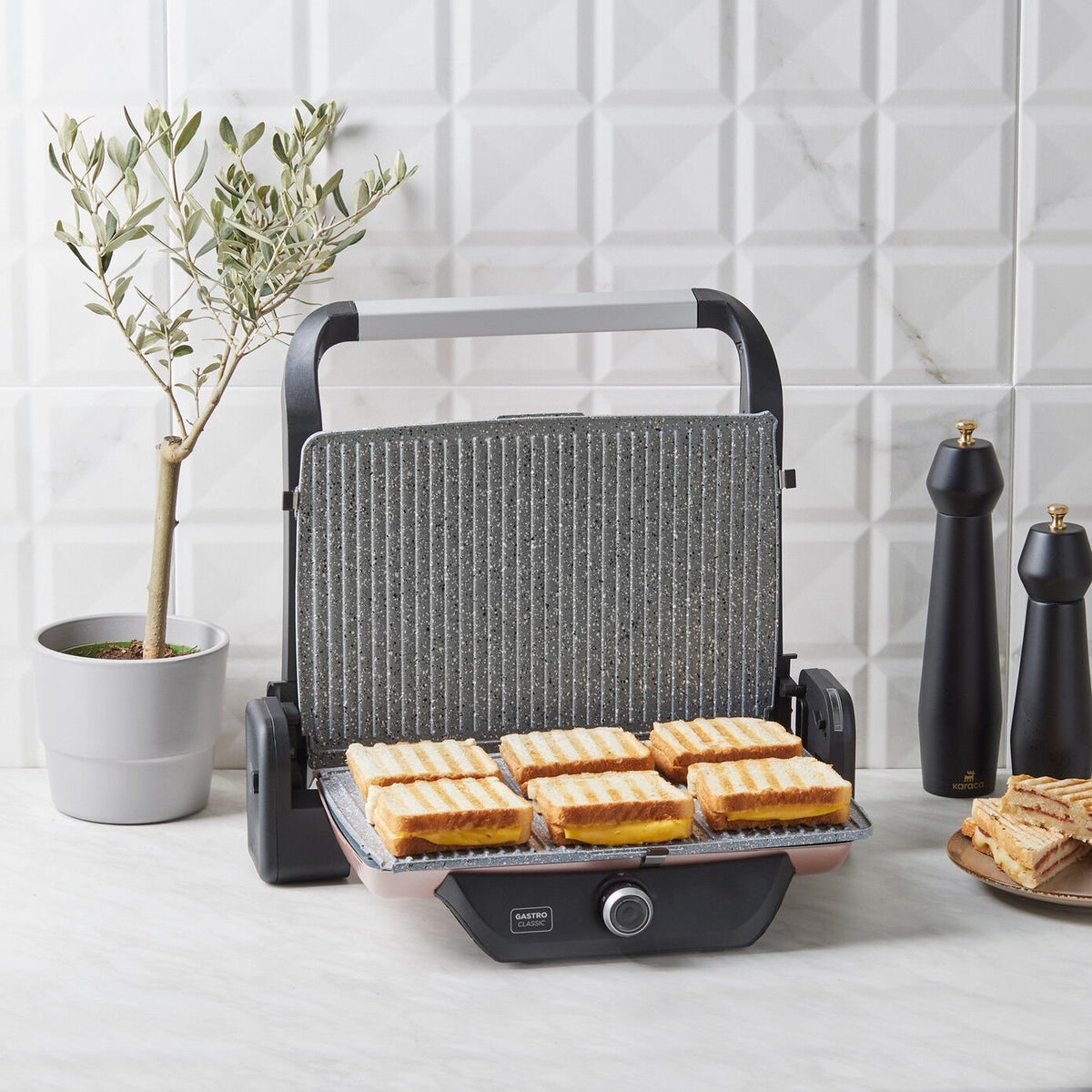 Karaca Gastro 6-Slice Classic Grill &  Toaster - Quick and Powerful, Rosegold Finish, 153.03.06.9501