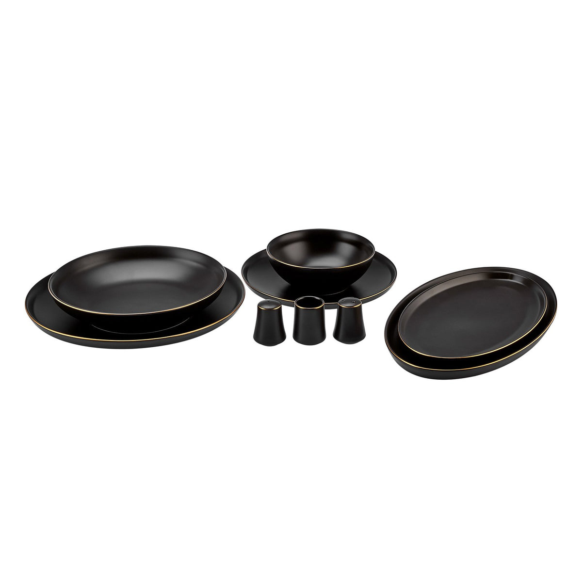 Karaca Elara Matte Black 57-Piece 12-Person Porcelain Dinner Set, 153.03.08.2563