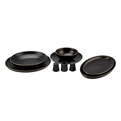 Karaca Elara Matte Black 57-Piece 12-Person Porcelain Dinner Set, 153.03.08.2563