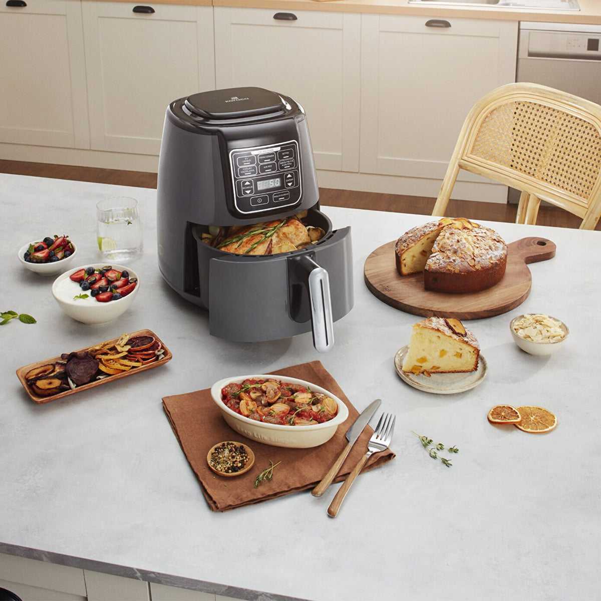 Karaca Air Pro Cook XL 4L 2-in-1 Talking Airfryer - Black Chrome, 153.03.08.3590