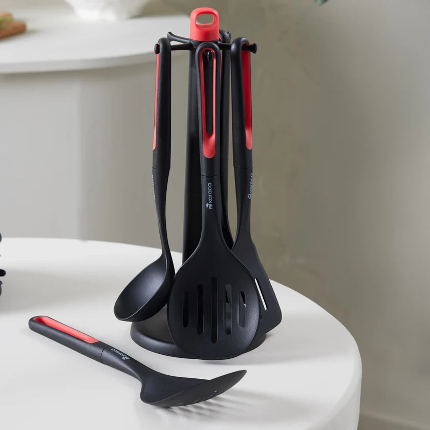 Karaca Marco Red 6-Piece Stand Serving Set, 153.03.08.4384