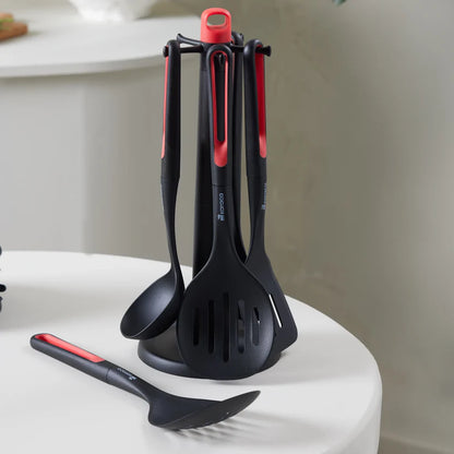 Karaca Marco Red 6-Piece Stand Serving Set, 153.03.08.4384