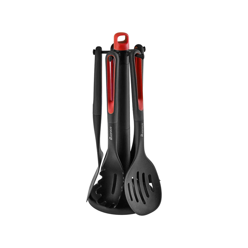 Karaca Marco Red 6-Piece Stand Serving Set, 153.03.08.4384