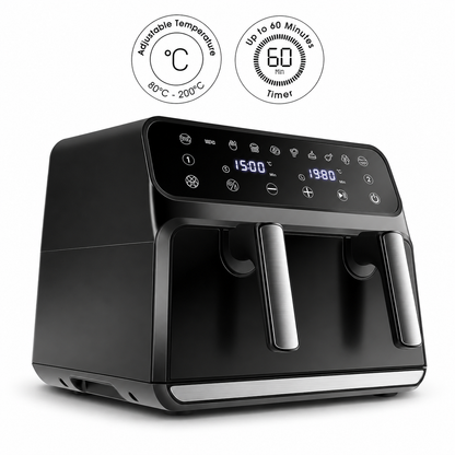 Karaca Multifry XXXL 9L Air Fryer with Divider & Viewing Window, 8683650121732