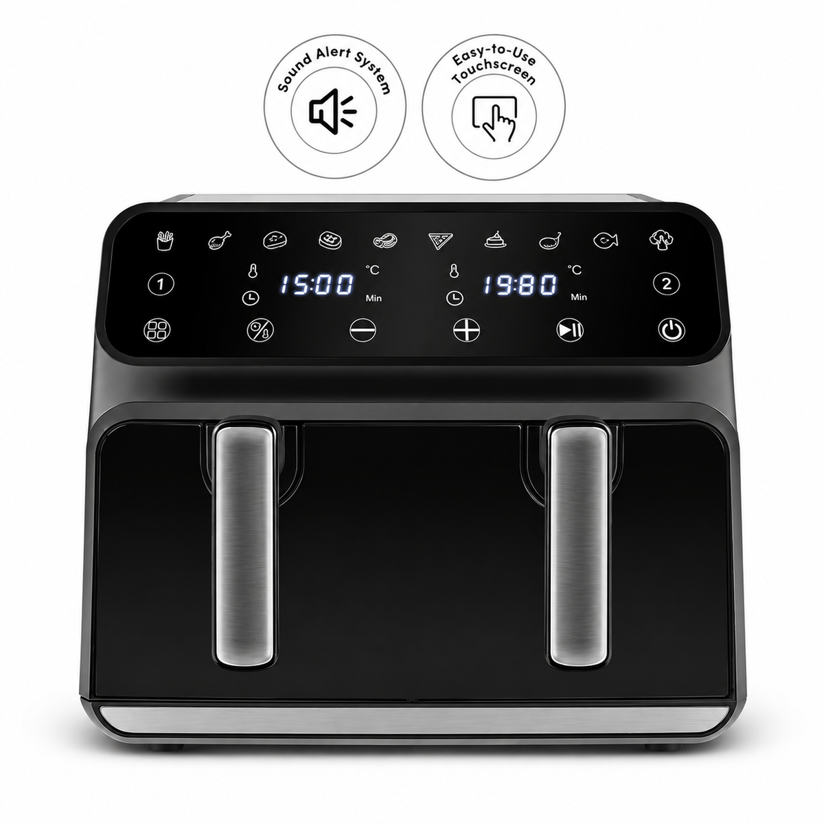 Karaca Multifry XXXL 9L Air Fryer with Divider & Viewing Window, 8683650121732