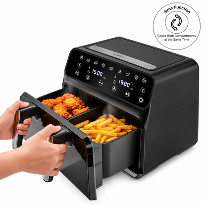 Karaca Multifry XXXL 9L Air Fryer with Divider & Viewing Window, 8683650121732