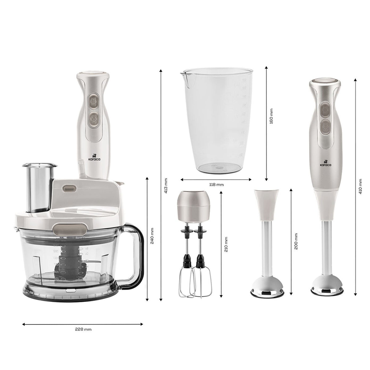Karaca Pro-Multimax Food Processor 2000 W, 1.5L Capacity - Iconic Beige, 153.09.01.0708