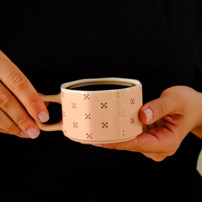 Karaca Versailles 4-Piece Mug Set with Gold Stand 180 ml, 153.09.01.5398