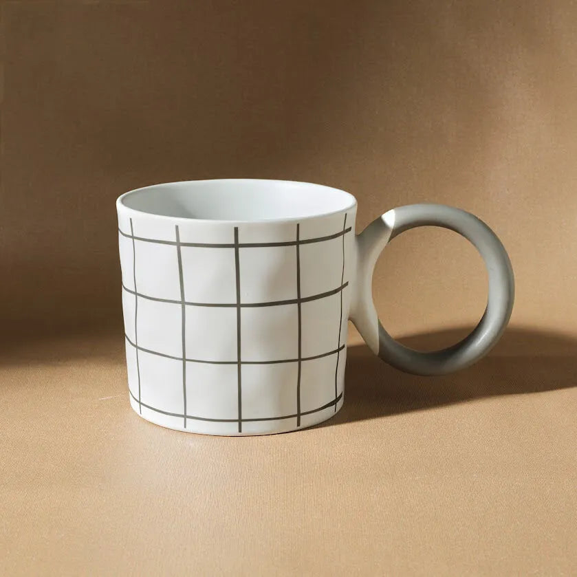 Karaca Oslo Ceramic Mug 420 ml - White/Grey, 153.09.01.5412