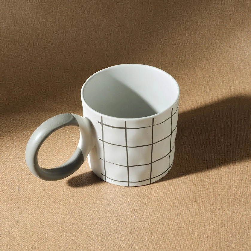 Karaca Oslo Ceramic Mug 420 ml - White/Grey, 153.09.01.5412