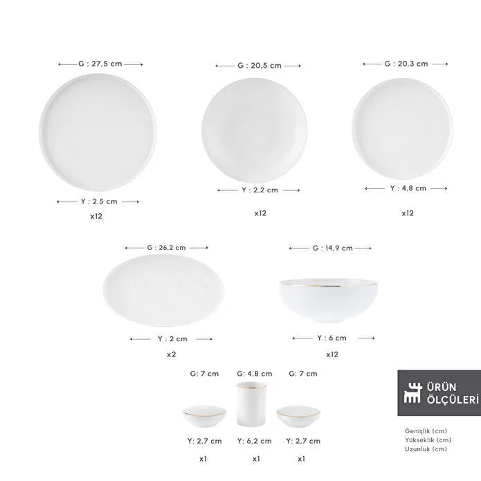 Karaca Red Carpet Collection Stream Bone Merope 53-Piece 12-Person Dinner Set Gold, 153.09.01.6831