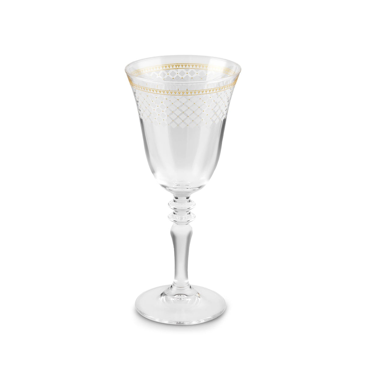 Karaca Block 6-Piece Wine Glass Set | White and Gold Luxury Edition, 153.09.01.8425