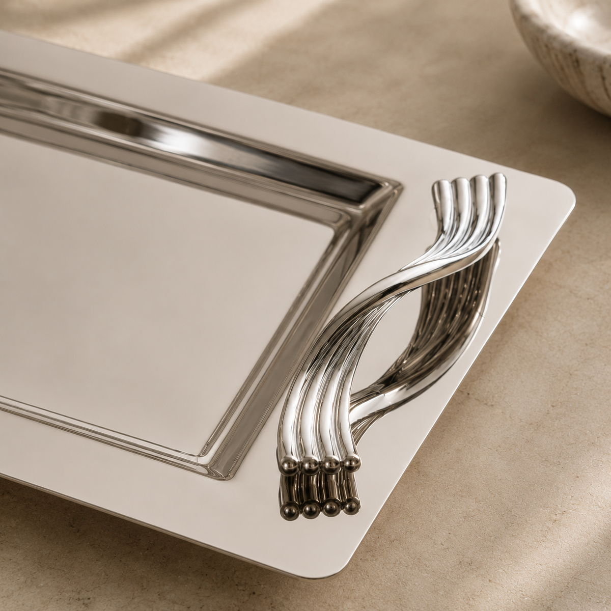 Karaca Ortho Premium Stainless Steel Rectangular Serving Tray 40 x 20 cm, 8683650323945