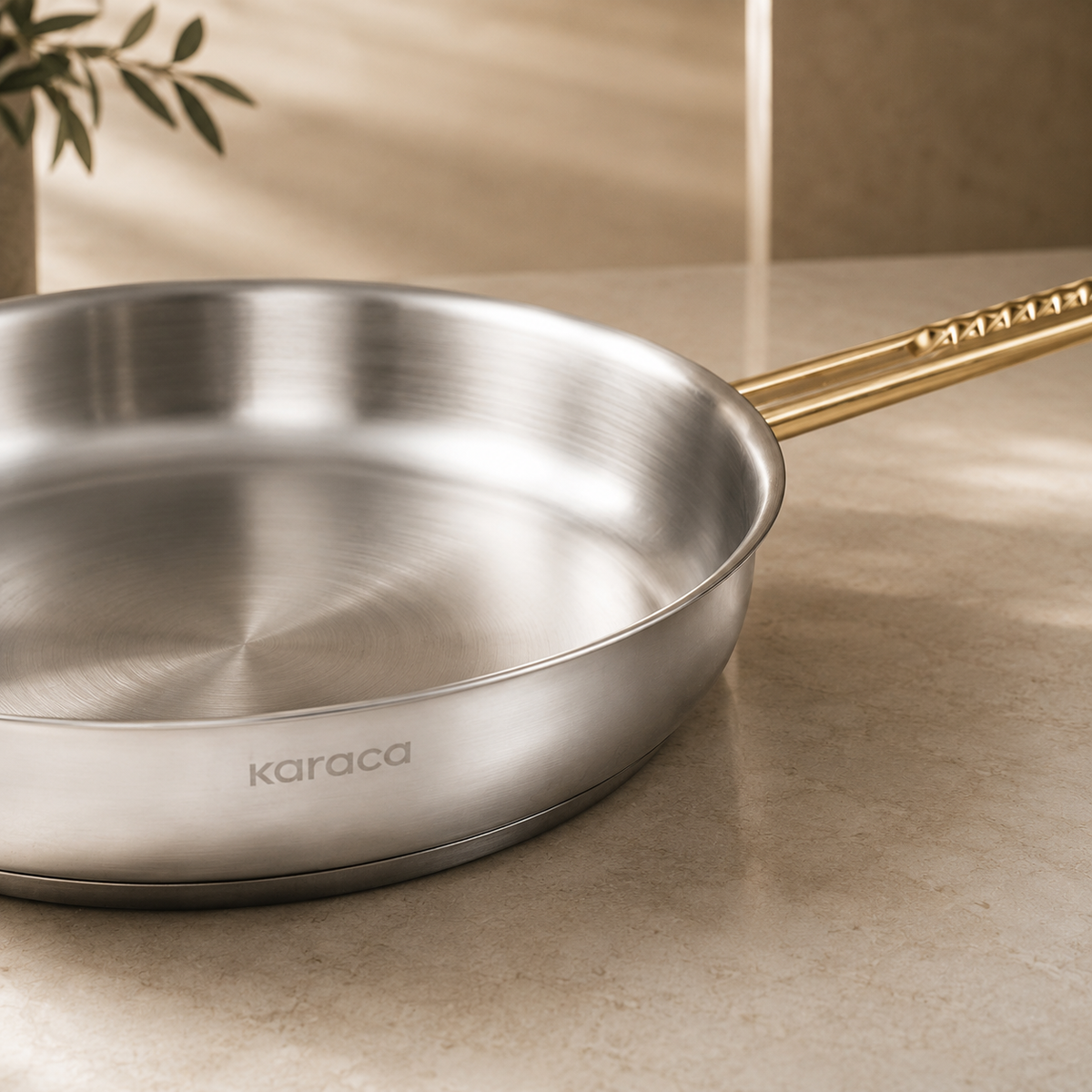 Karaca Gold Elegance 24 cm Stainless Steel Frying Pan, 8683650325932