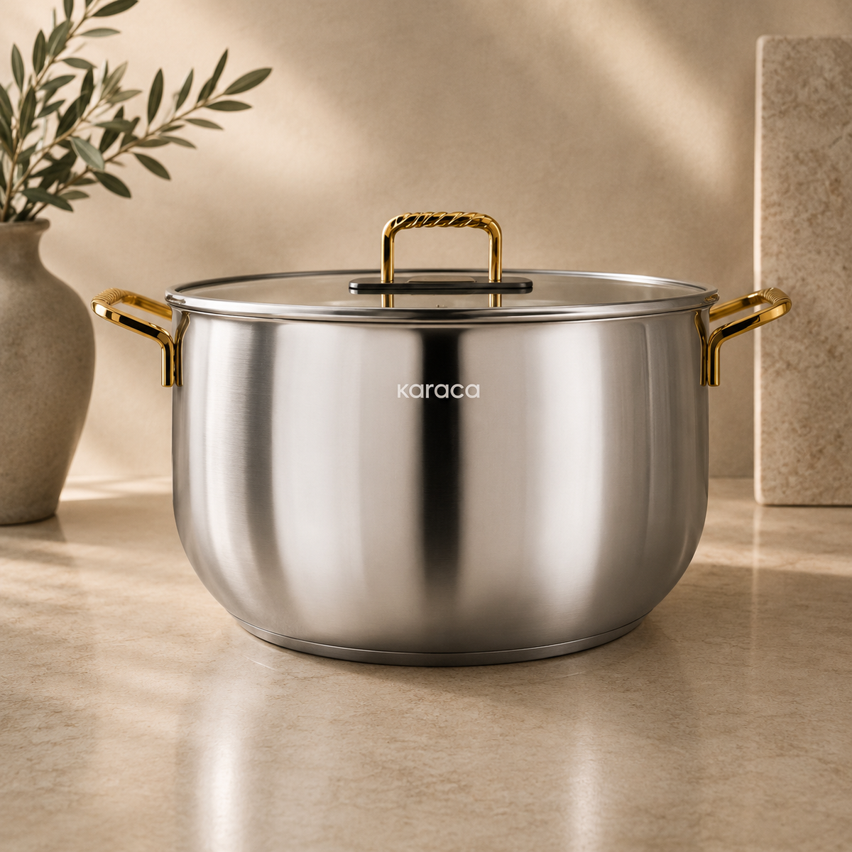 Karaca Gold Elegance 34 cm Stainless Steel Pot, 8683650326052