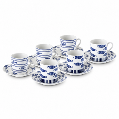 Karaca Akya 6-Piece Coffee Cup Set with 6 Saucers, 80 ml, 8683650333173
