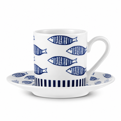 Karaca Akya 6-Piece Coffee Cup Set with 6 Saucers, 80 ml, 8683650333173