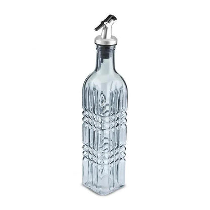 Karaca Daisy Rectangular Oil Bottle 500 ml – Petrol Blue Glass Dispenser, 8683650335122