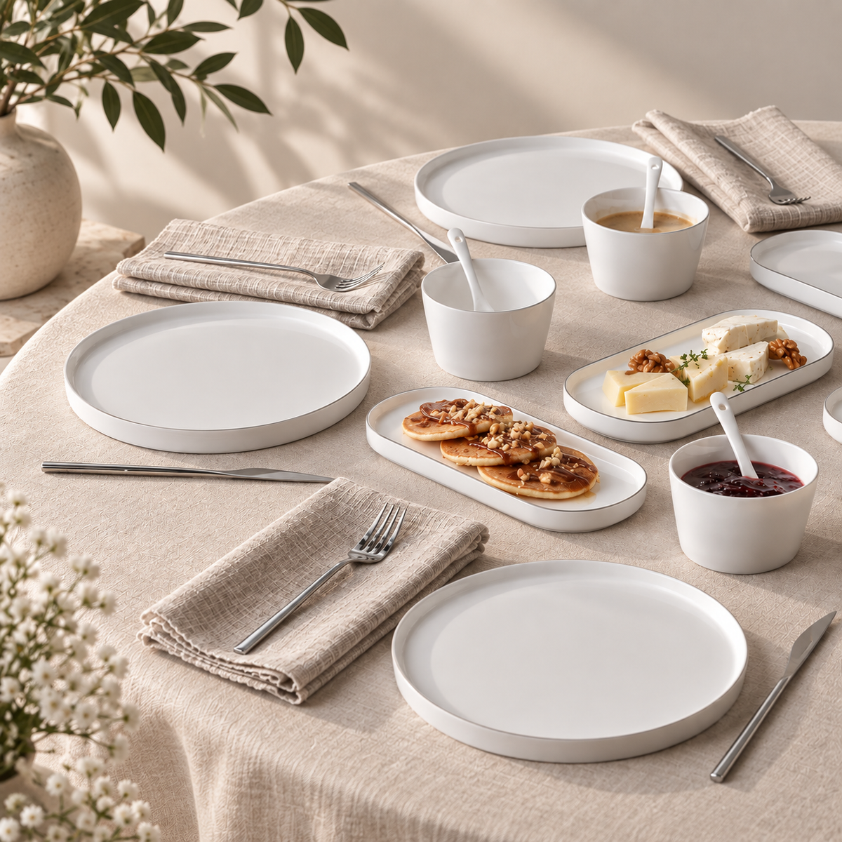 Karaca Forever Bone Bomo 22-Piece Breakfast Set for 6 People, 8683650336570