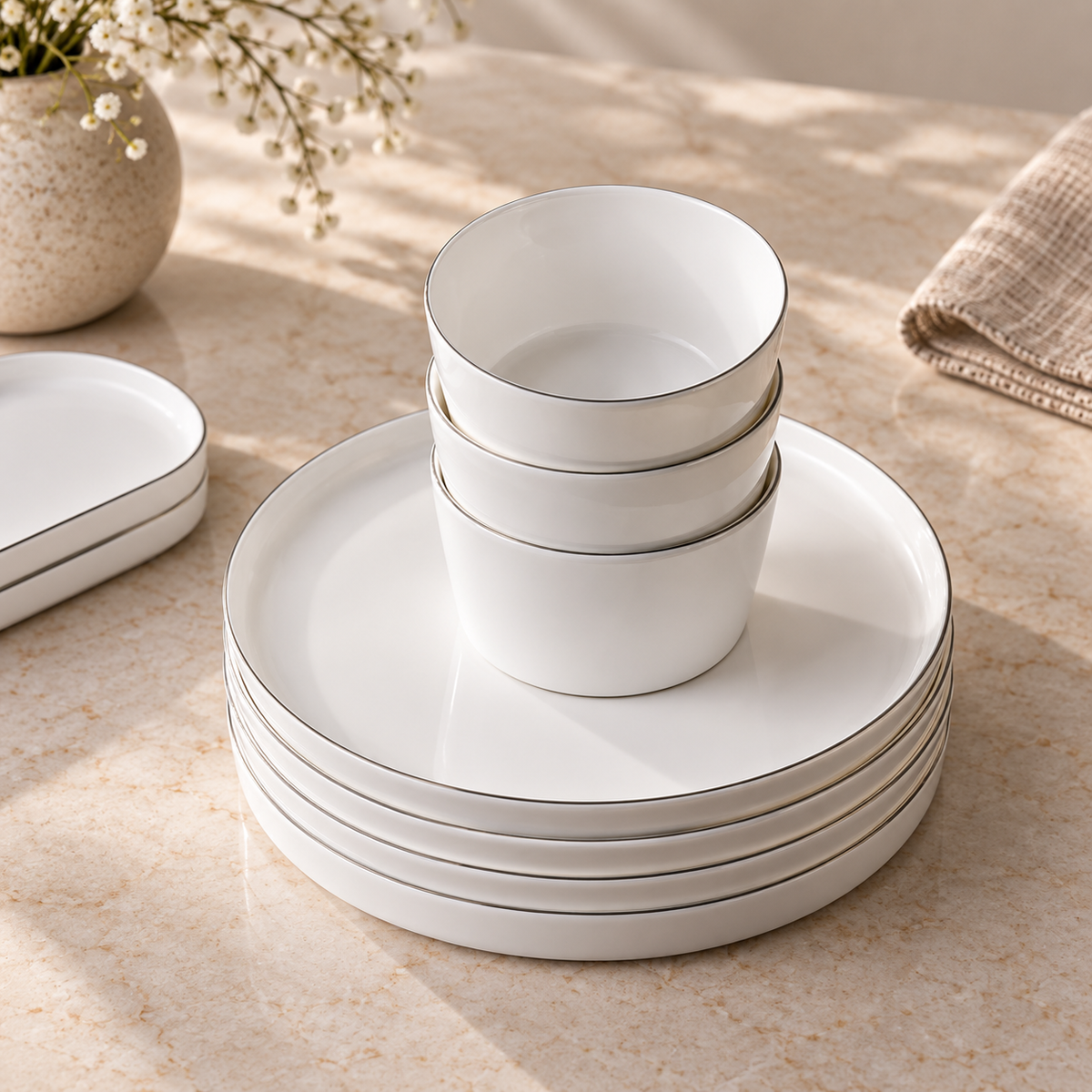 Karaca Forever Bone Bomo 22-Piece Breakfast Set for 6 People, 8683650336570