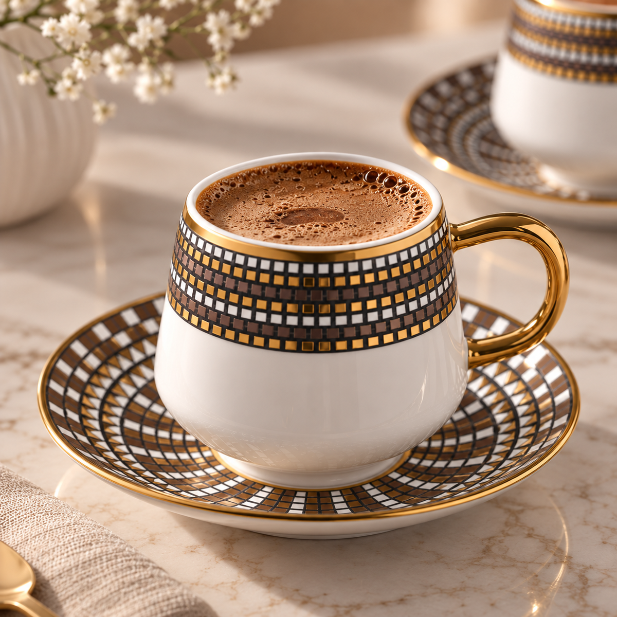 Karaca Belgin 6-Piece Coffee Cup Set 90 ml – Service for 6 People, 8683650338727