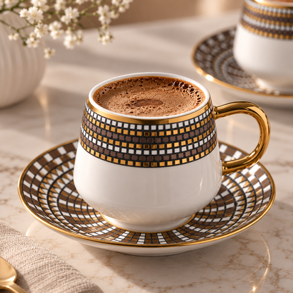 Karaca Belgin 6-Piece Coffee Cup Set 90 ml – Service for 6 People, 8683650338727