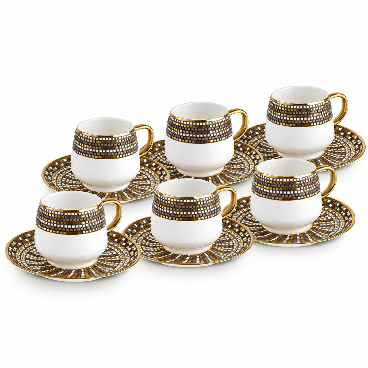 Karaca Belgin 6-Piece Coffee Cup Set 90 ml – Service for 6 People, 8683650338727