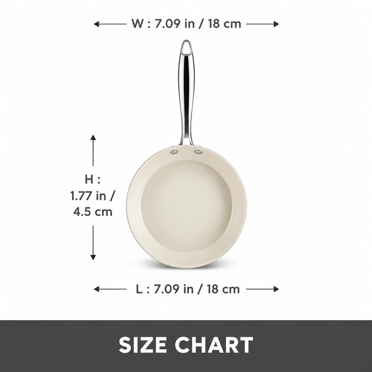Karaca Swiss Crystal Almond Cream Non-Stick Induction Pan with Stainless Steel Handle 22 cm, 8683650355519