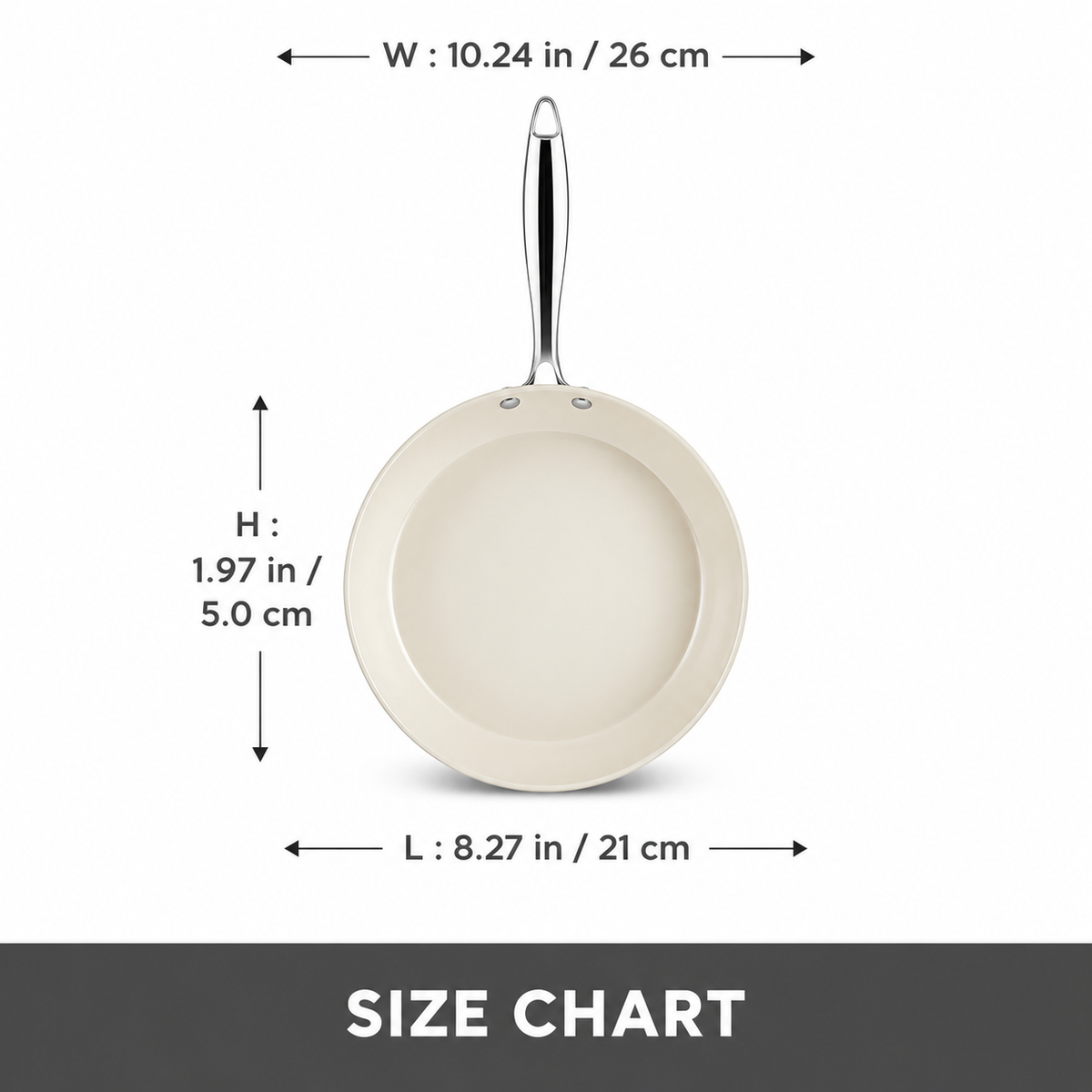 Karaca Swiss Crystal Almond Cream Non-Stick Induction Pan with Stainless Steel Handle 26 cm, 8683650355526