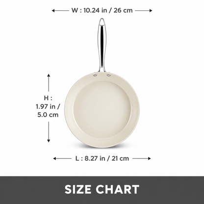 Karaca Swiss Crystal Almond Cream Non-Stick Induction Pan with Stainless Steel Handle 26 cm, 8683650355526