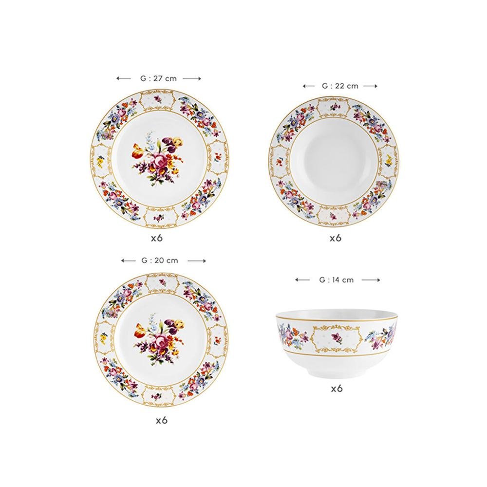 Karaca Forever Bone 24-Piece Dinner Set for 6 People, 8683650361800