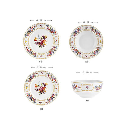 Karaca Forever Bone 24-Piece Dinner Set for 6 People, 8683650361800