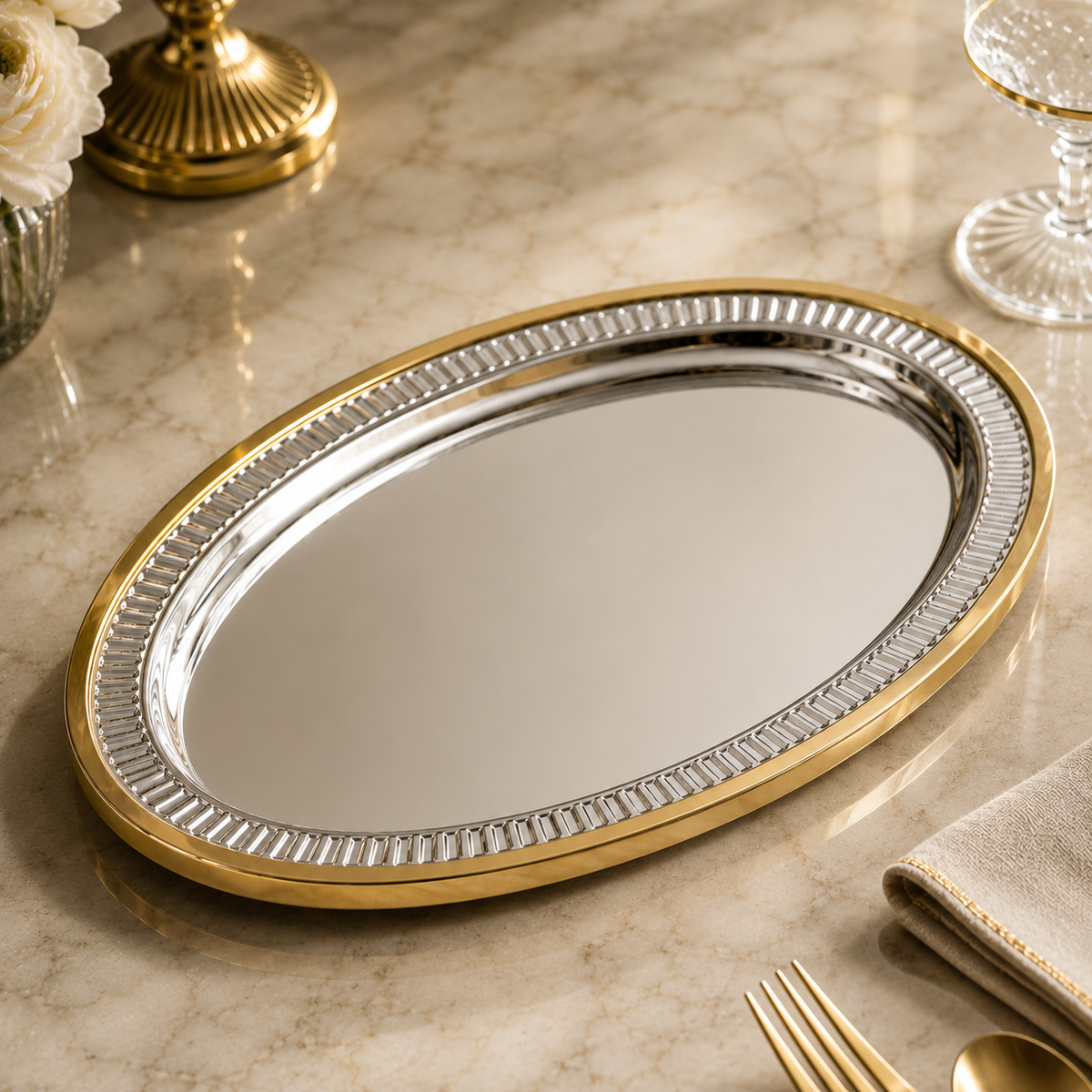 Karaca Ring Decorative Oval Tray 39 x 23 cm, 8683650362678