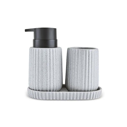 Karaca Trina 3-Piece Grey Bathroom Accessory Set – Dolomite Stone Finish, 8683650363897