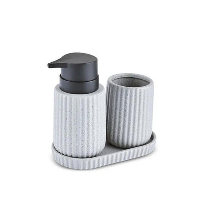 Karaca Trina 3-Piece Grey Bathroom Accessory Set – Dolomite Stone Finish, 8683650363897