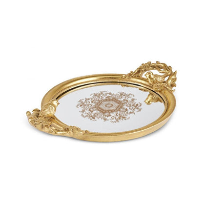 Karaca Vilma Gold Mirror Base Decorative Tray, 8683650367468