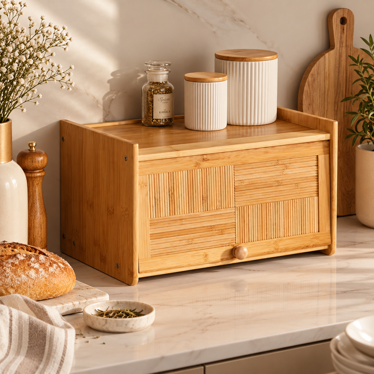 Karaca Massimo Bamboo Bread Box, 8683650374374